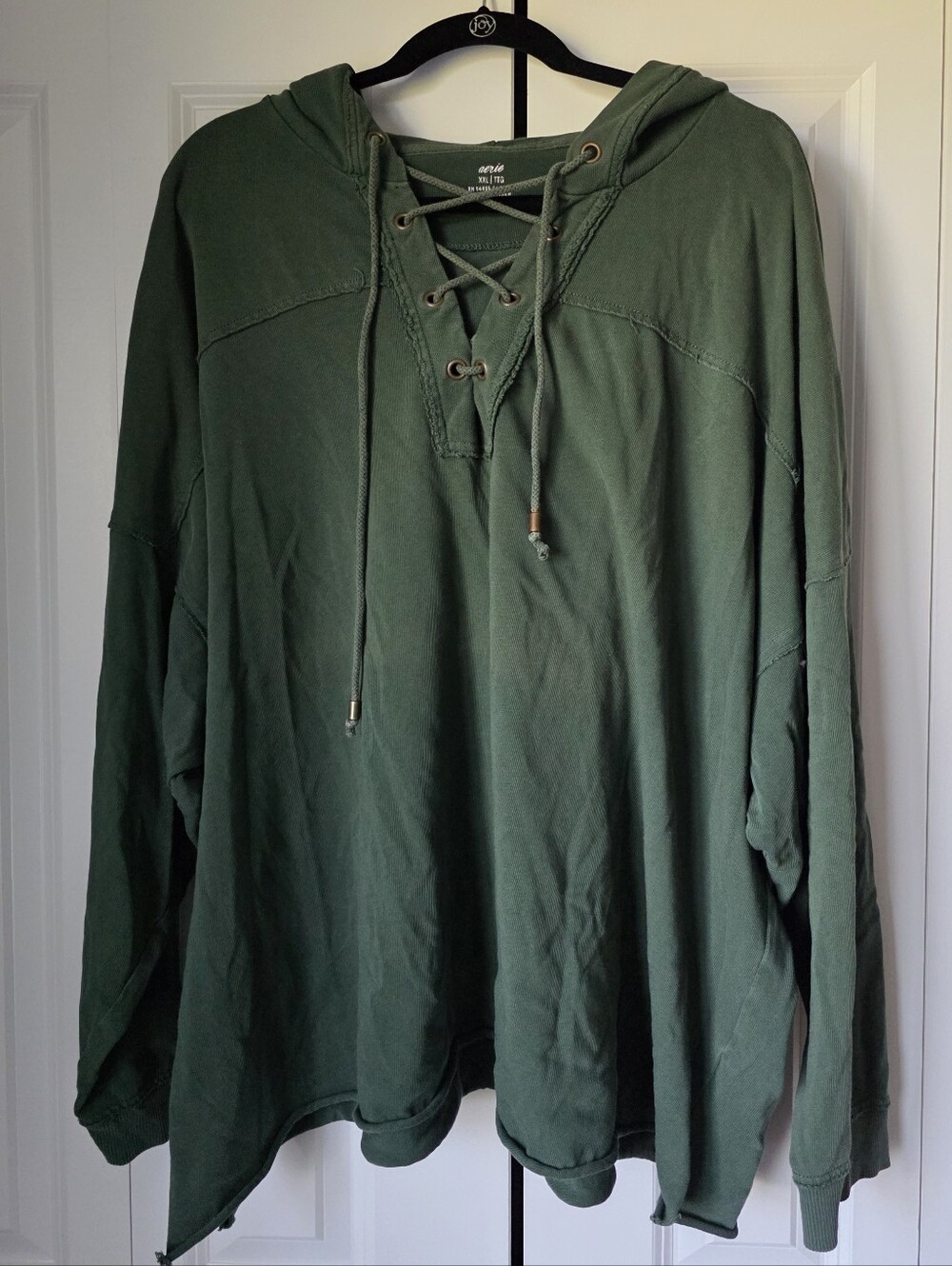 Aerie Green Lace Up Hoodie